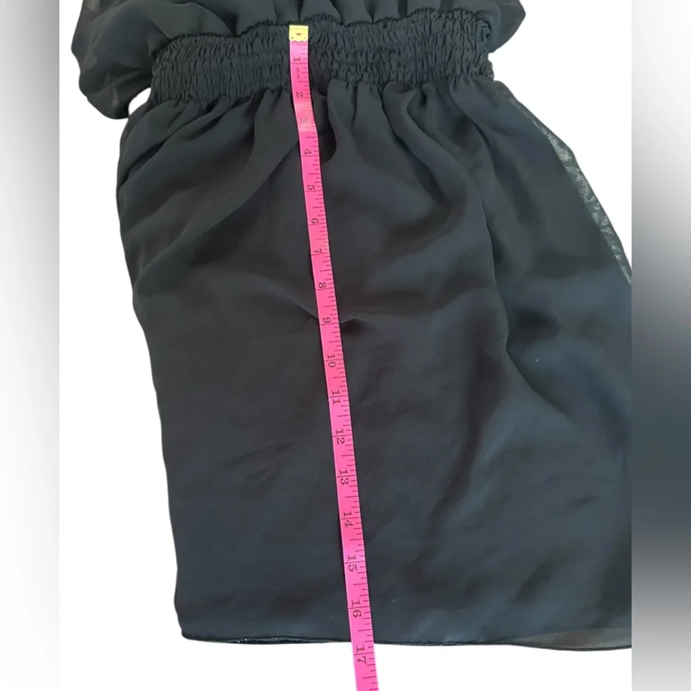 Sweet Storm Halter Neck Smocking Waist Mini Dress. Black, Size Small
